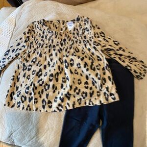 Carter's Tan Leopard Print Top with Black Leggings